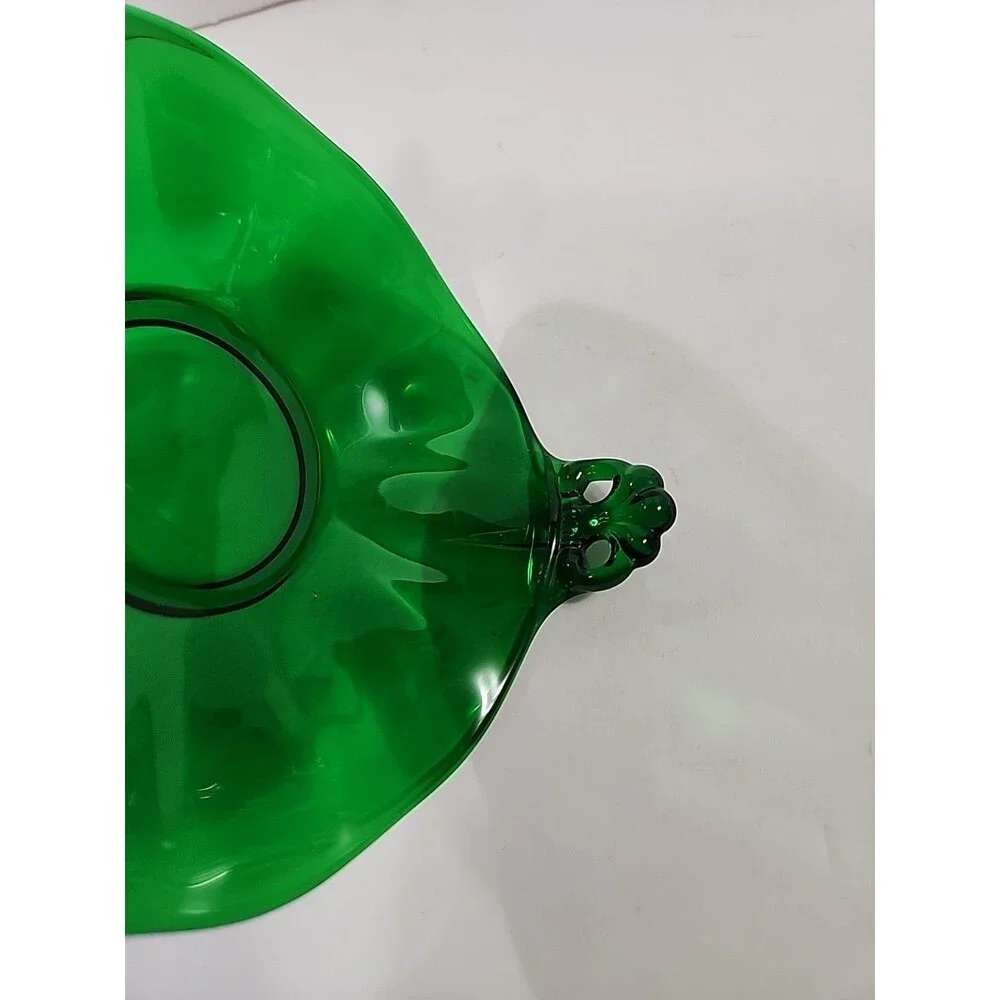 Anchor Hocking Forest GreenGlass Curled Edge Candy/Trinket/Plate
